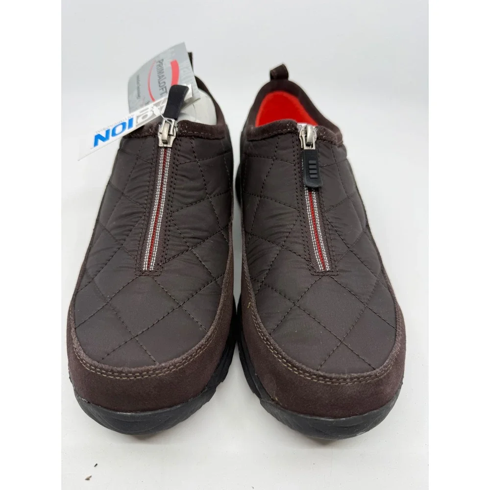 Lands End Weatherfield Shoes Womens 8.5 Rich Brown Quilted Primaloft Zip 86524